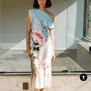 Zara SATIN EFFECT FLORAL PRINT DRESS